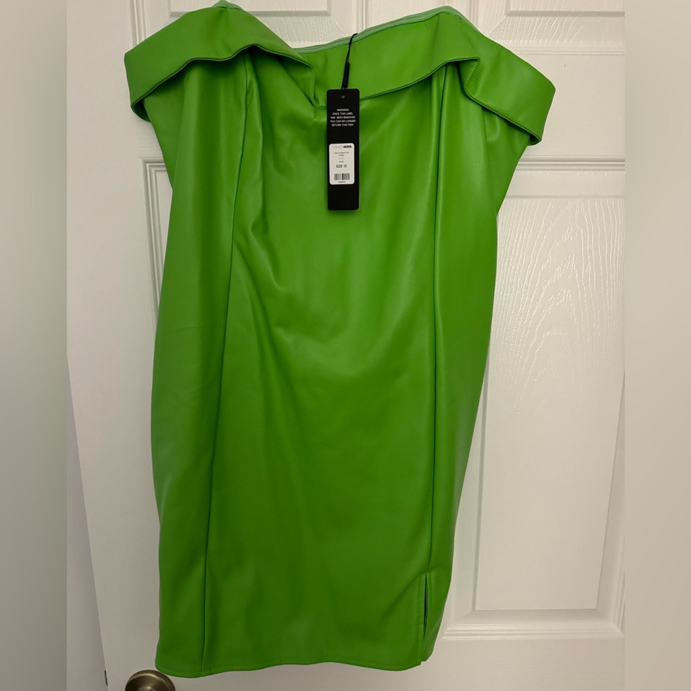 Green leather dress
